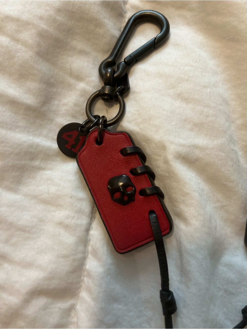 Red Leather Skull Keychain 41 Charm